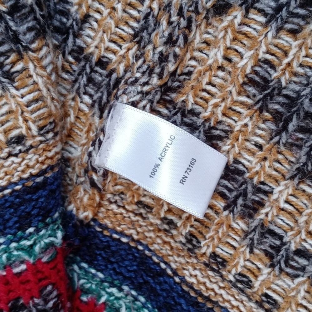 Spense Southwest Artist Style Brown Red Blue 3/4 Sleeve Open Cardigan / Duster M - Picture 4 of 11
